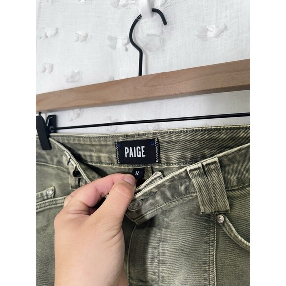 Paige Women's Size 32 Green Cindy High Rise Straight Leg Denim Jeans - Picture 4 of 6